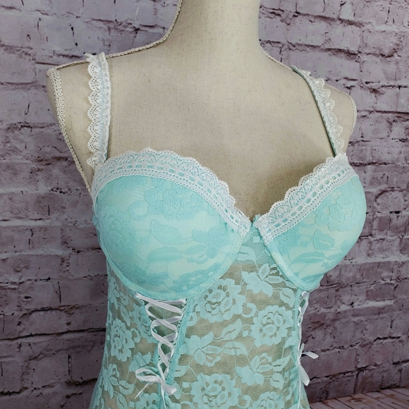 Cassandra Intimates Angel Blue Lace Chemise - Picture 2 of 7